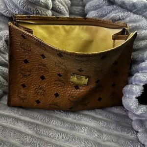 MCM Brown Logo Cosmetic Bag